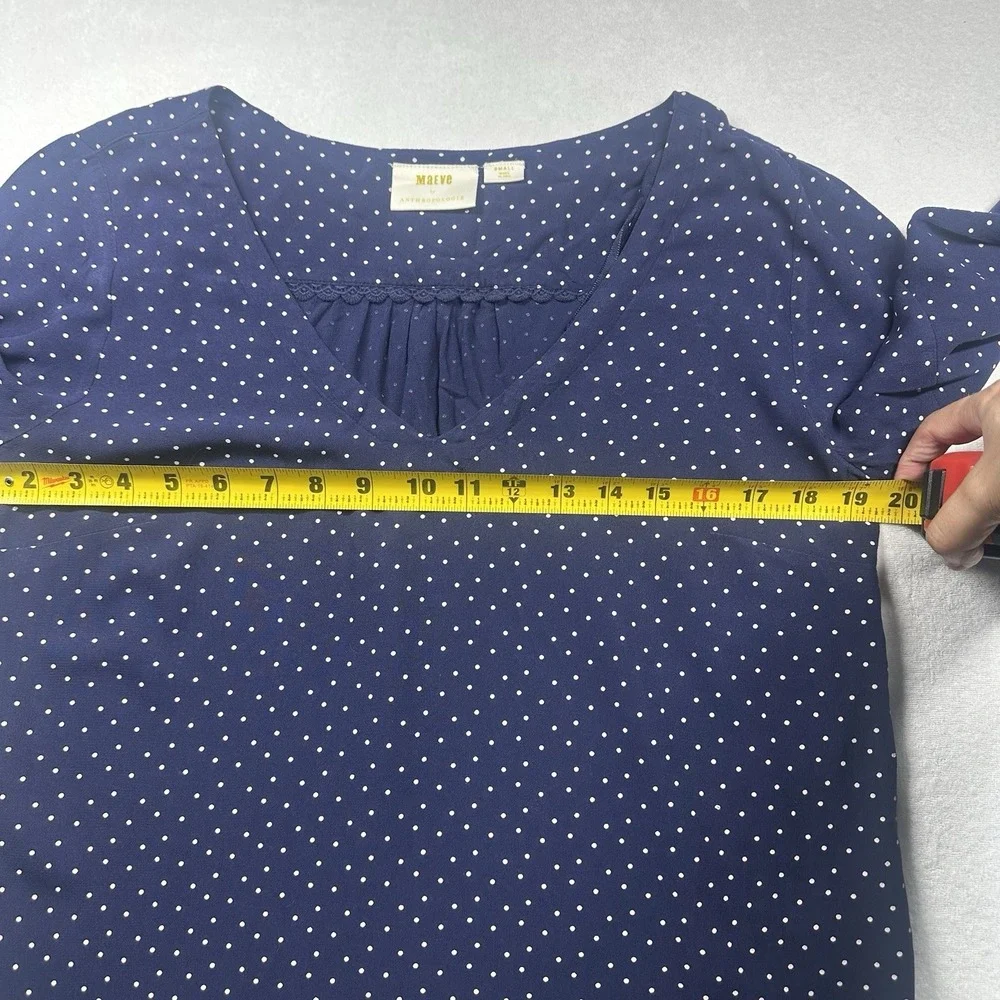 Maeve by Anthropologie Polka Dot Blouse Size S  Button Front Classic Style - Picture 8 of 11